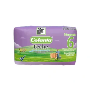 Paquete de Leche UHT Deslactosada Semidescremada Colanta en Bolsa x 1000ml  x 6